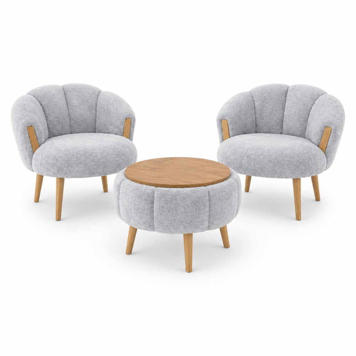 Atelier Del Sofa Juego de Sillones y Mesa de Café Star - Grey